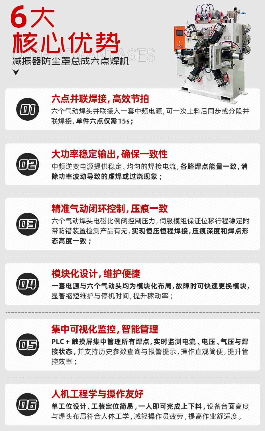 减振器防尘罩总成六点焊机详情核心优势